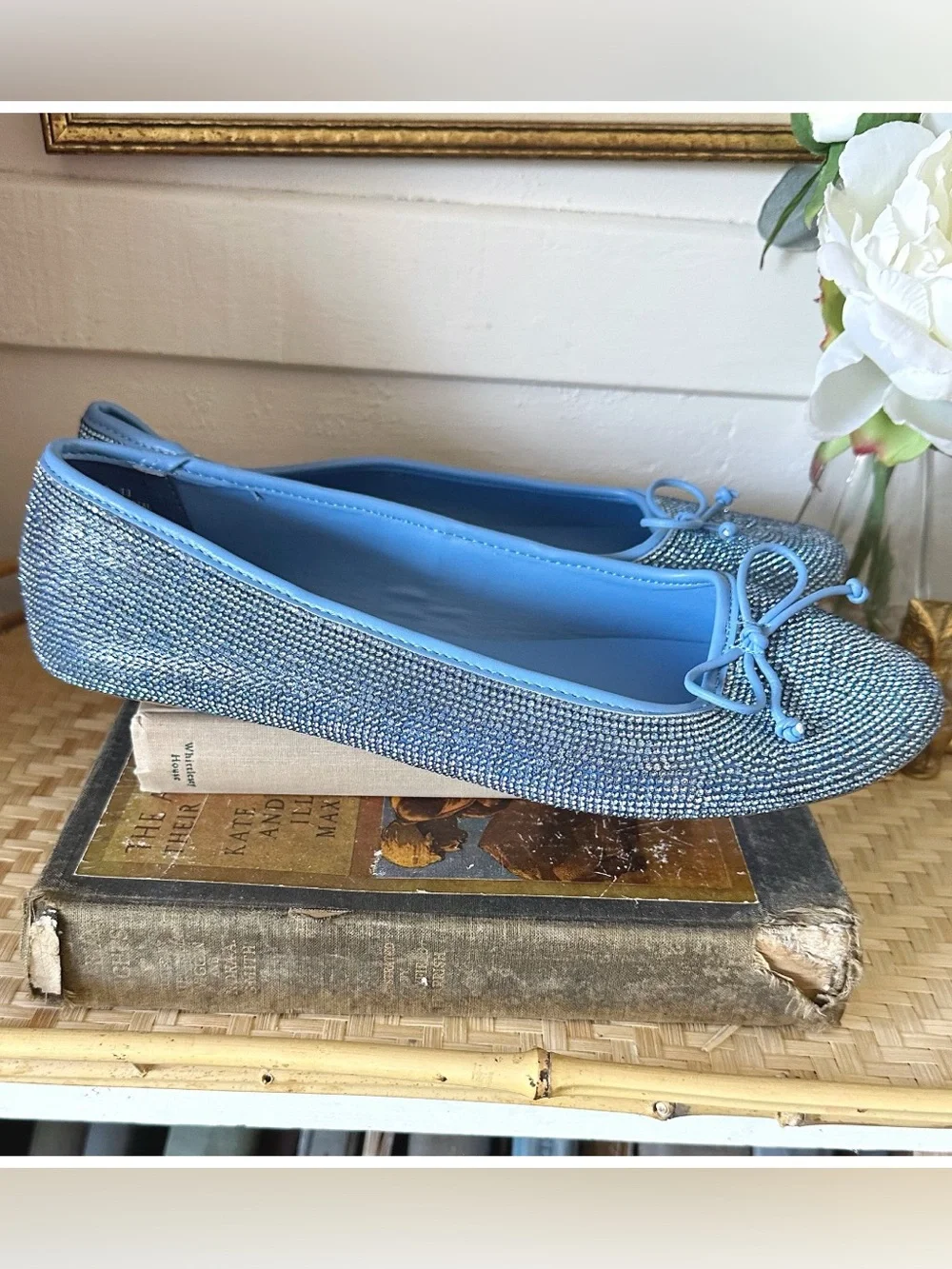 Bamboo, Blue Glam Up Every Step Rhinestone Flats, size 11